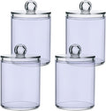 Lavender Qtip Holder Organizer Dispenser Cotton Swabs Cans Plastic Jars with Lid Set 4 Pack Bathroom Storage Canister for Cotton Ball Floss Cotton Pads