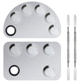 Penugo Professional Stainless Steel Makeup Palette,2 Pieces Cosmetic Palette with Spatula Tool, Nail-art Mixing Palette for Cosmetic Pigment Blending