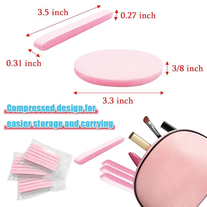 120 Pcs Facial Sponges Compressed,Face Cleansing Sponge,Makeup Removal Sponge Pads,Exfoliating Wash Round Sponge for Women,Girls,Pink