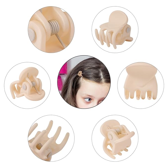 YOHAMA 36Pcs Beige Mini Hair Claw Clips for Women&Girls, Strong Bangs Clips