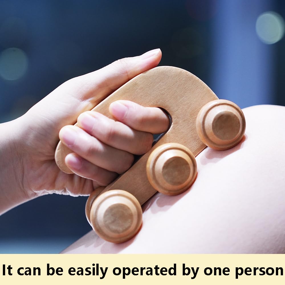 EULOGIST 4Pcs Wood Therapy Massage Tools Lymphatic Drainage Massager Wooden Massager Body Sculpting Tools for Body gua sha,Anti-Cellulite,Pain Relief
