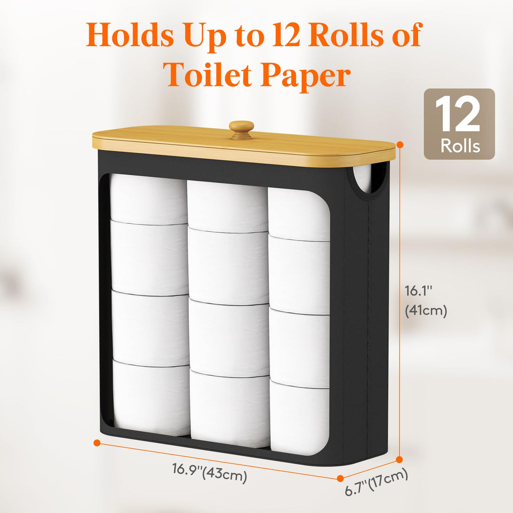 Lifewit Toilet Paper Storage Holder, Extra Large Stand Basket, 30L, Black