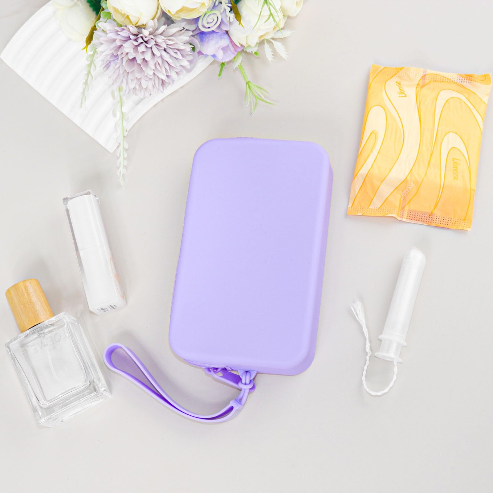 Silicone Period Bags, 2 Pcs Tampon Pouch with Zipper and Handle, Sanitary Napkin Holder for Purse, Keeping Discreet Feminine Products