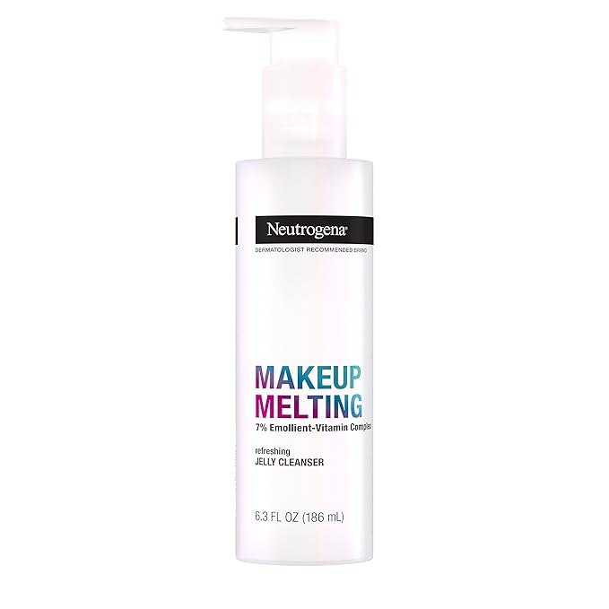 Neutrogena Makeup Melting Refreshing Jelly Cleanser, 7% Emollient-Vitamin Complex, Gentle Face & Eye Makeup Remover to Melt Stubborn Makeup, Cleanse & Condition Skin, Oil-Free, 6.3 fl. oz (Pack of 2)
