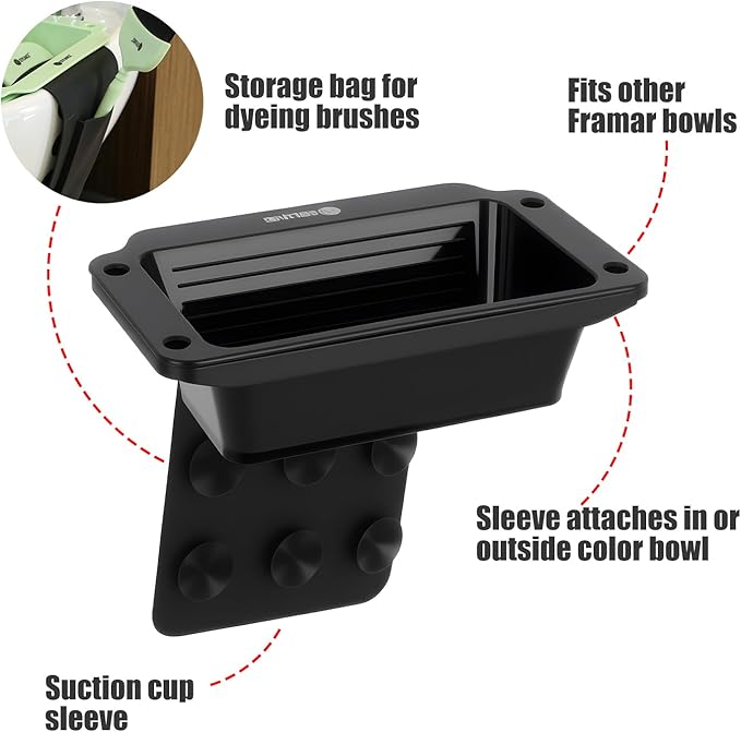 STYLANCE Toning Tub Hair Dye Bowl，Professional Hair Dye Color Mixing Bowl，Suction to Sink & Shampoo Station，For Salon and Home, Black
