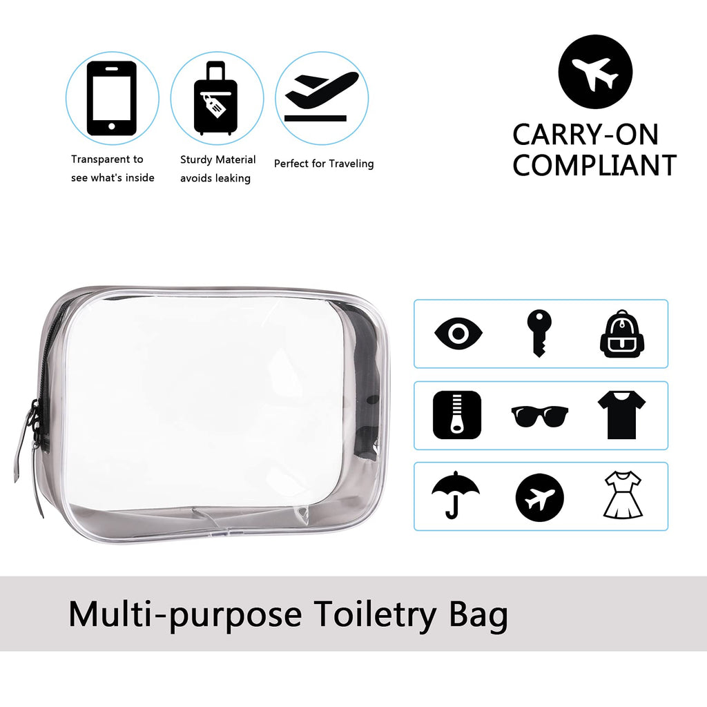 Buminee Clear Travel Bags for Toiletries, Lightweight Toiletry Bag, 2 Pack Multipurpose Transparent TSA Cosmetic Bag