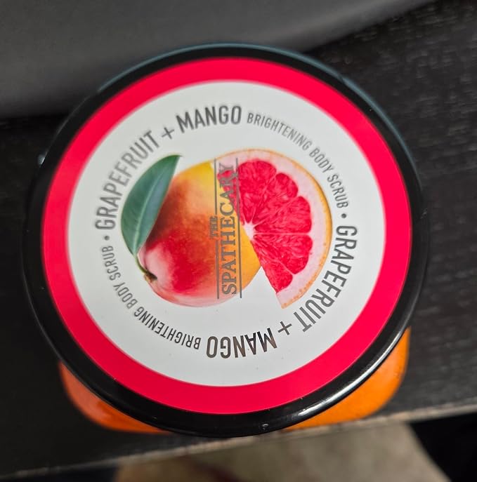 The Spathecary Grapefruit & Mango Sugar Scrub - Exfoliating & Hydrating Body Scrub With Shea Butter & Vitmain C to Help Brighten & Soften Skin for a Radiant Glow, Body Care Exfoliator & Cleanser, 21oz