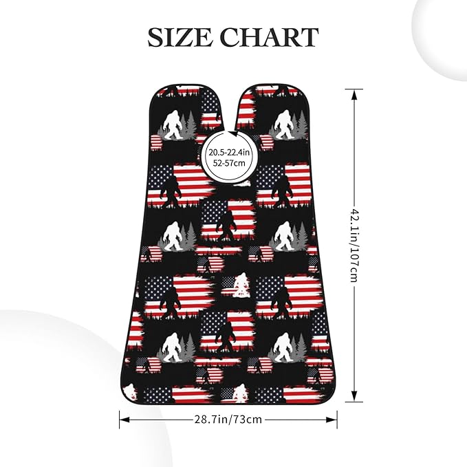 Adjustable Non-Stick Beard Apron, Hair Catcher Cape for Shaving Grooming, Waterproof with Suction Cups Men, Sasquatch USA American Flag Shave Bib