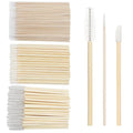 300 PCS/Sets Eyelash Extension Supplies 200pcs Disposable Pointed Micro Applicator 50pcs Eyebrow Spoolie Brush 50pcs Lip Wand Mascara Wand Makeup Tools (Bamboo kits)