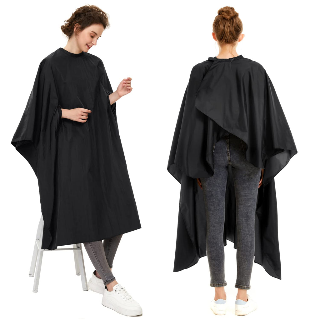 izzycka Professional Barber Cape With Armholes - Hands Free All Purpose 64"x56" Large Waterproof Salon Capes for Hair Stylist - Nylon Hair Cutting Cape For Hair Dye, Hair Color,Haircut - Black