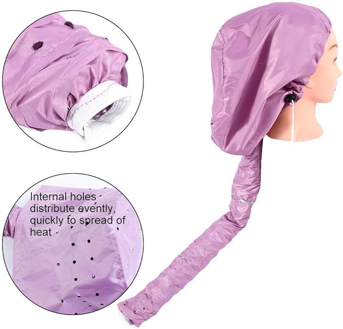 Portable Soft Hair Drying Bonnet with Adjustable Attachment for Hand Held Hair Dryer - Salon Baking Oil Mask (Pink)