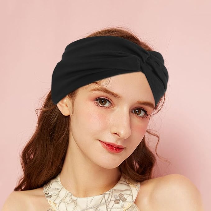 10 Pcs Wide Headbands for Women Non Slip, Stretchy Turban Hair Bands for Big Hair, Extra Thick Sports Headwrap for Workout Running Yoga, Colorful Elastic Hair Accessories for Ladies Gifts (10 Color2)
