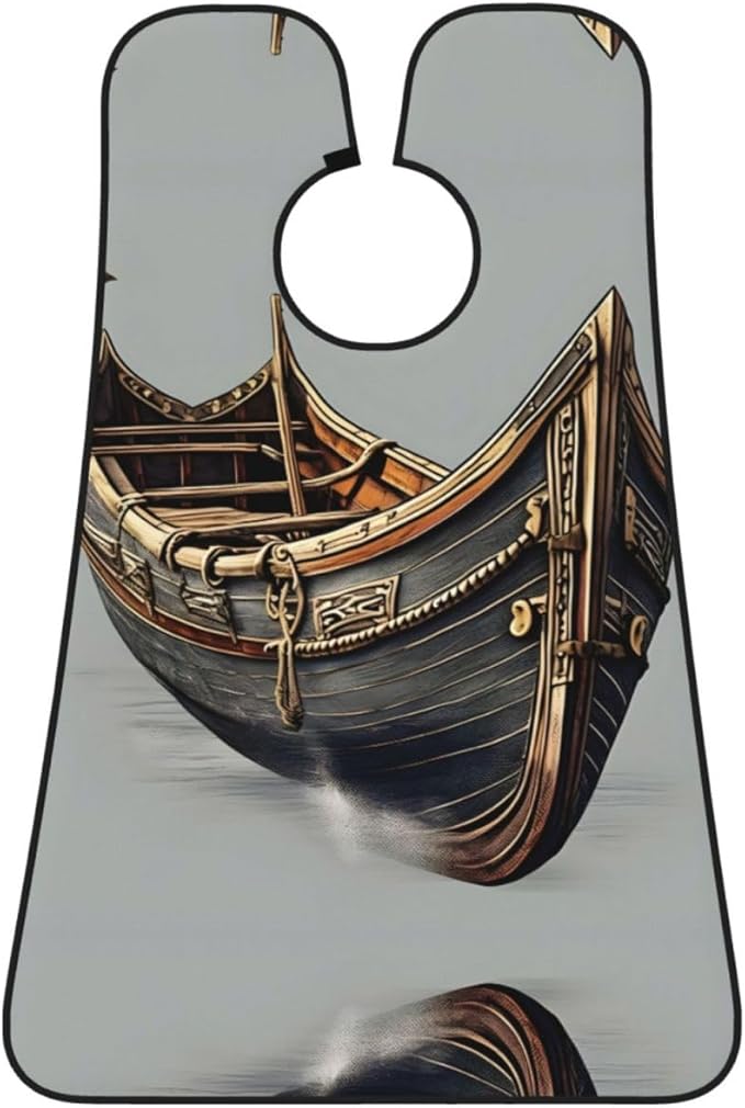Old Viking Boats Print Beard Bib Apron For Men, Beard Hair Catcher For Men Shaving Trimming,Beard Cape Cloth