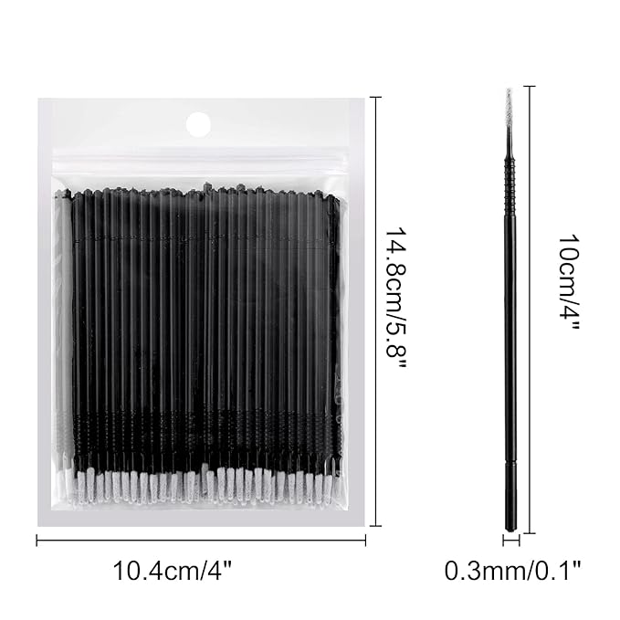 Dming 200PCS Micro Applicators Brushes Mini Cotton Swabs Remove Grafted Eyelash Glue Dedicated Brush Disposable Microswabs for Eyelash Extensions Make up and Lash Clean and Personal Care (Black 1)