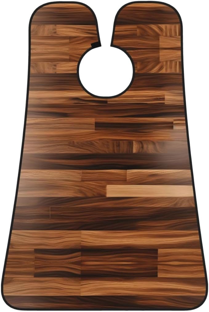 NOUZU Wood Grain Print Beard Bib Apron For Men, Beard Hair Catcher For Men Shaving Trimming,Beard Cape Cloth