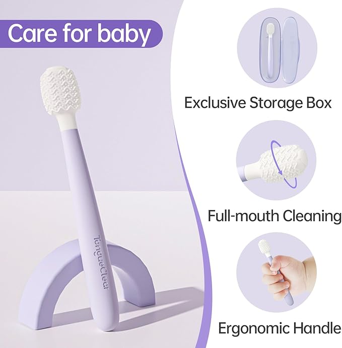 Kids Tongue Scraper and Training Toothbrush Kit, Tongue Cleaner Combo for Infant & Newborn 0-3 Years