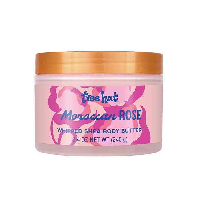 Tree Hut Moroccan Rose Whipped Shea Body Butter, Hydrating & Nourishing Body Lotion with Natural Oils, Moisturizer for Soft & Smooth Skin, 8.4 Oz