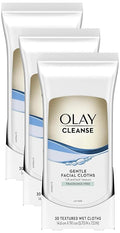 Olay Cleanse Gentle Facial Cloths, Fragrance Free, 30 count (Pack of 3)