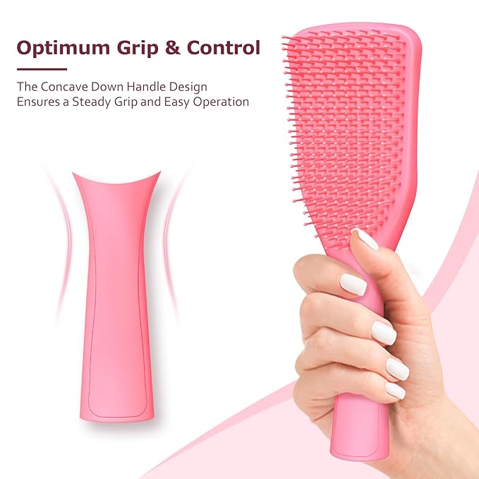 SHINLEA Detangler Brush for Curly Hair, No Tangle Wet Dry Hair Brush for Women, Anti Breakage Detangling Hairbrush for Wavy Thick Thin Hair, Lightweight Travel Pink