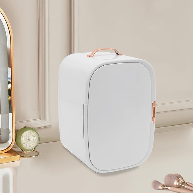 GDIFLS 12L Mini Cosmetic Fridge - Pink/White Skincare Cooler for Makeup & Perfumes, Compact Skincare Refrigerator with LED Light & Adjustable Shelves, 110V Beauty Fridge (White)