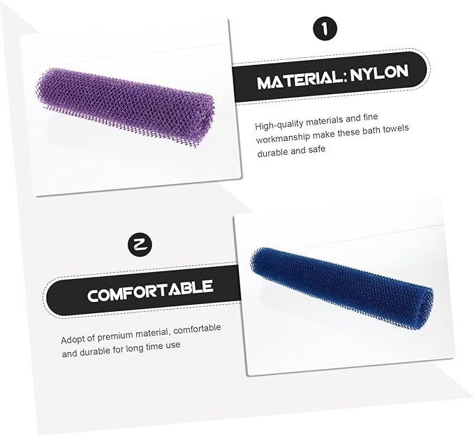 NIYANGLE 3pcs Long-strap Back Rub Towel Exfoliating Mitt for Shower for Body Wash Massage Spa