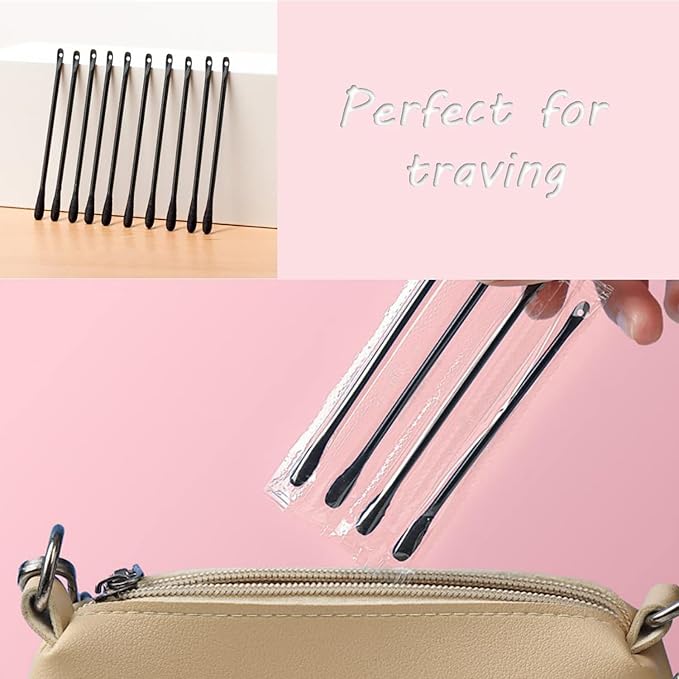 300Packs Disposable Double-Headed Comedones Extractor Plastic Blackhead Remover Black Pimple Popper Tool Acne Removal Stick Cotton Swab Beauty Tool