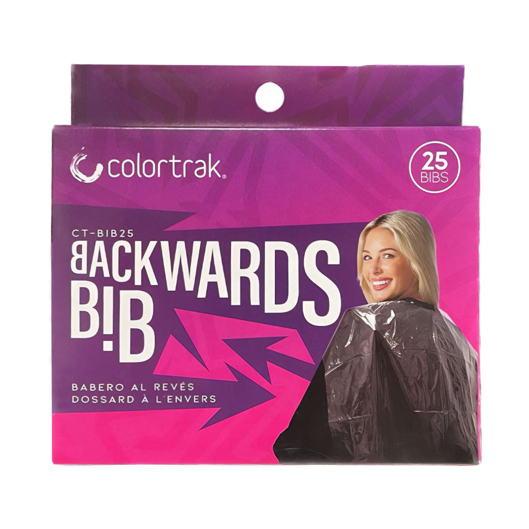Colortrak Backwards Bib, Disposable Waterproof Cape, 24" x 38", 25 Count