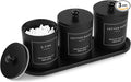 eggs sound 3 Pack Qtip Holder - Bathroom Organizers and Storage, Cotton Round Holder Cotton Swab Ball Dispenser Holder with Tray, Glass Apothecary Jars with Lids, Floss Pick Containers -black black