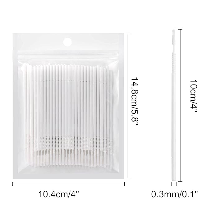 Dming 200PCS Micro Applicators Brushes Mini Cotton Swabs Remove Grafted Eyelash Glue Dedicated Brush Disposable Microswabs for Eyelash Extensions Make up and Lash Clean and Personal Care (White 1)