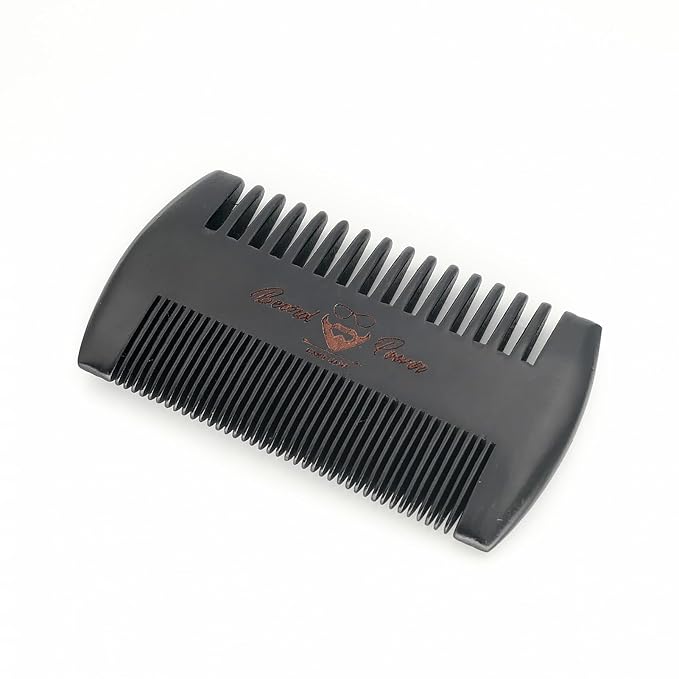 Menesia Black Wooden Beard comb for Men with Travel Case