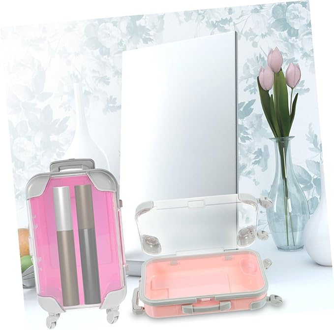 2pcs Mini Eyelash Storage Case Set, Portable False Eyelashes Organizer Suitcase with Adjustable Compartments, Lightweight Makeup Travel Cosmetic Case for Women