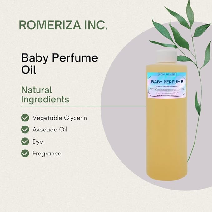 ROMERIZA INC. 16 Fl Oz Baby Perfume Fragrance Body Oil, Luxury Unisex Oil