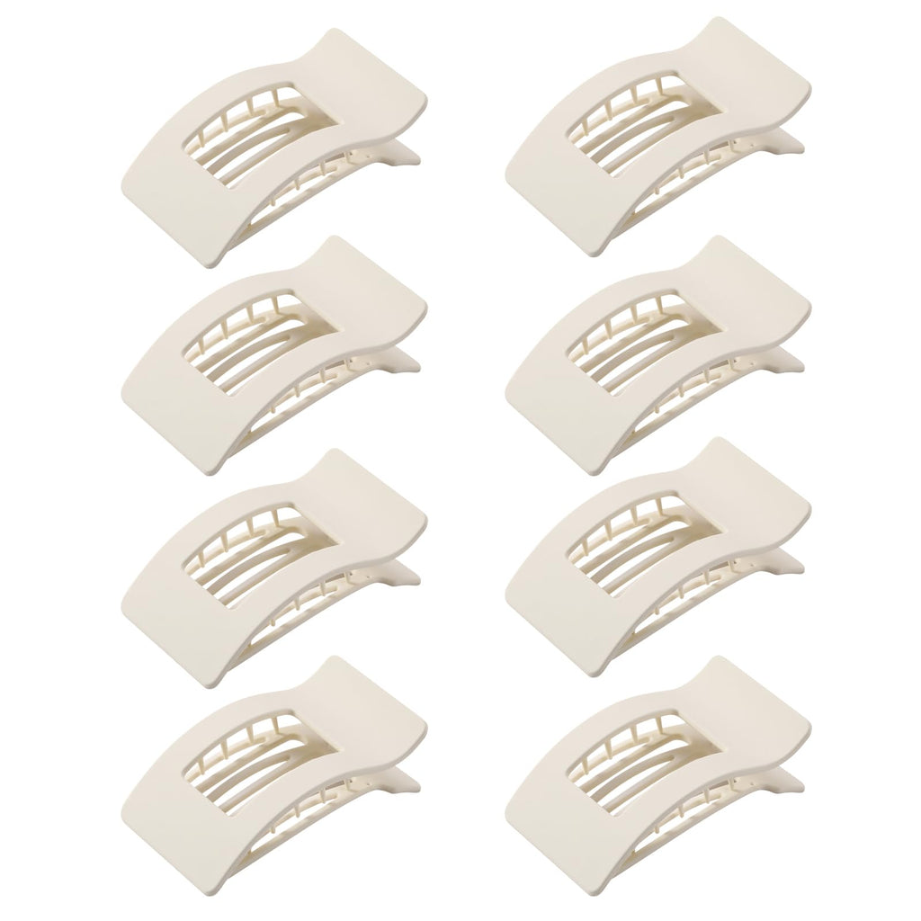 8 Pack French Flat Hair Clips for Women – Large Matte No-Slip Claw Barrettes for Thick & Thin Hair, Strong Hold Styling Accessories (White)