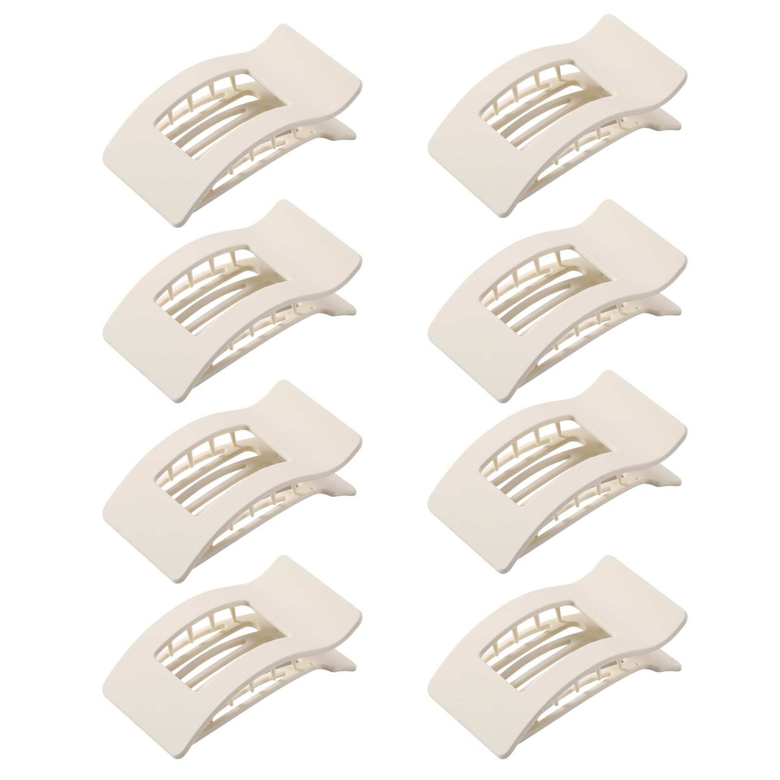 8 Pack French Flat Hair Clips for Women – Large Matte No-Slip Claw Barrettes for Thick & Thin Hair, Strong Hold Styling Accessories (White)