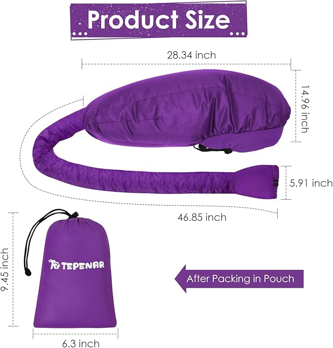 TEPENAR Hair Dryer Bonnet Attachment: Upgraded Extra Large Hooded Dryer Adjustable Hair Dryer Caps - Easy to Use for Natural Curly Textured Hair Care Styling Fast Drying - Purple