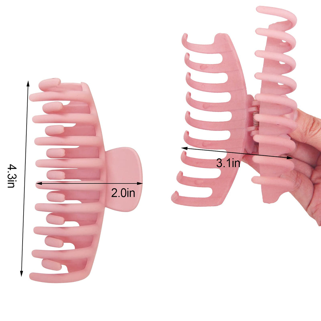 4 Pack Big Hair Claw Clips Nonslip Large Claw Clip for Women and Girls Hair,Strong Hold Grips Hair Accessories 4 Inch Pink)