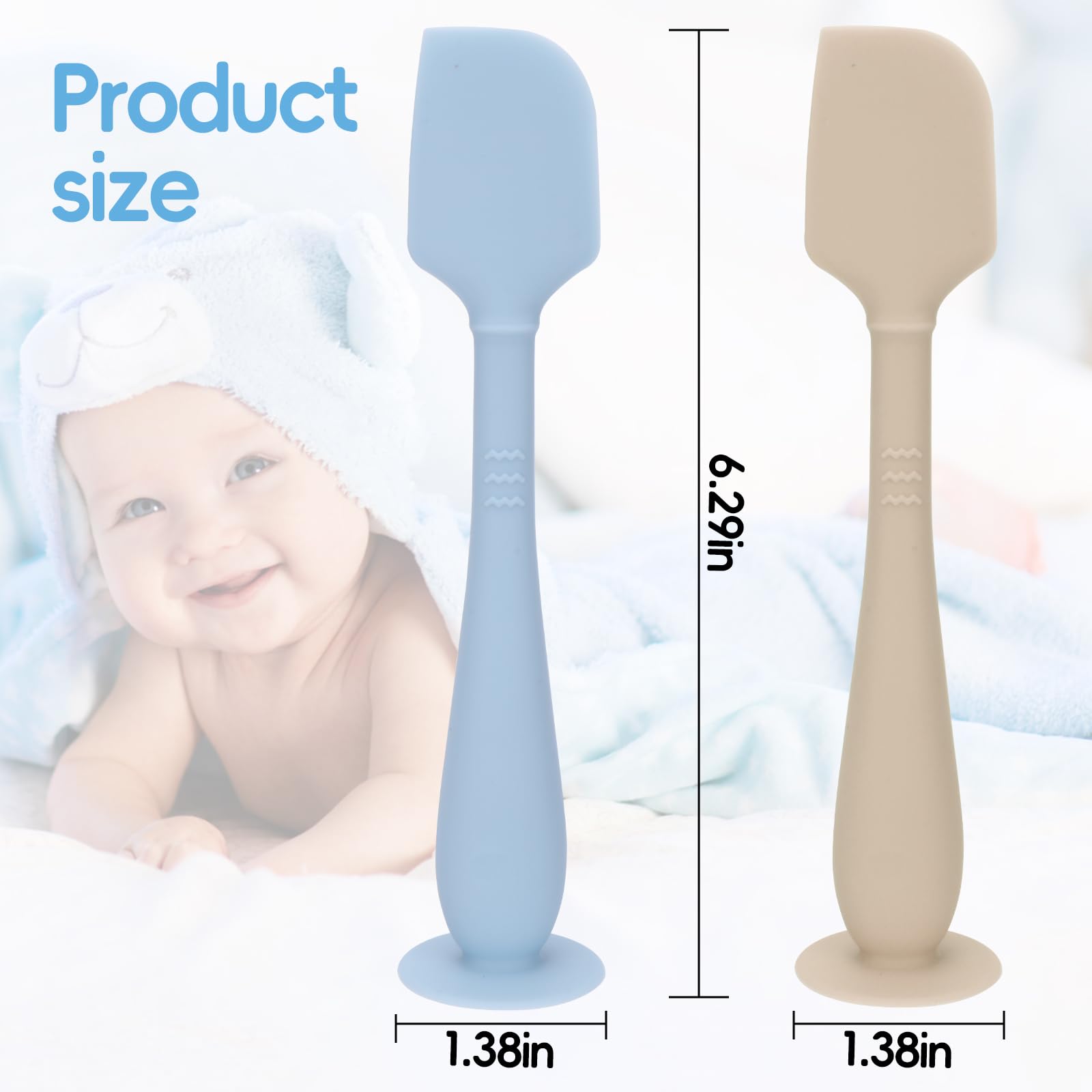 2 Pack Diaper Cream Spatula With Hygienic Travel Case, Baby Butt Paste Applicator With Suction Base, Soft Silicone Diaper Rash Cream Applicator Large Size (Blue & Brown)