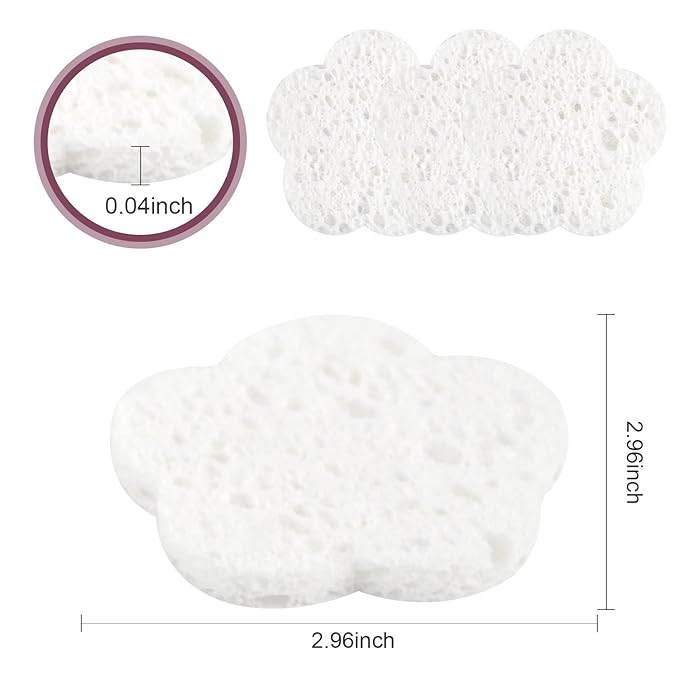 50-Count Facial Sponges Compressed Facial Sponges Natural Facial Cleansing Sponges Pads Cute Flower Shape Exfoliating Sponges for Cleansing Reusable,Best Makeup Gift, White+Pink