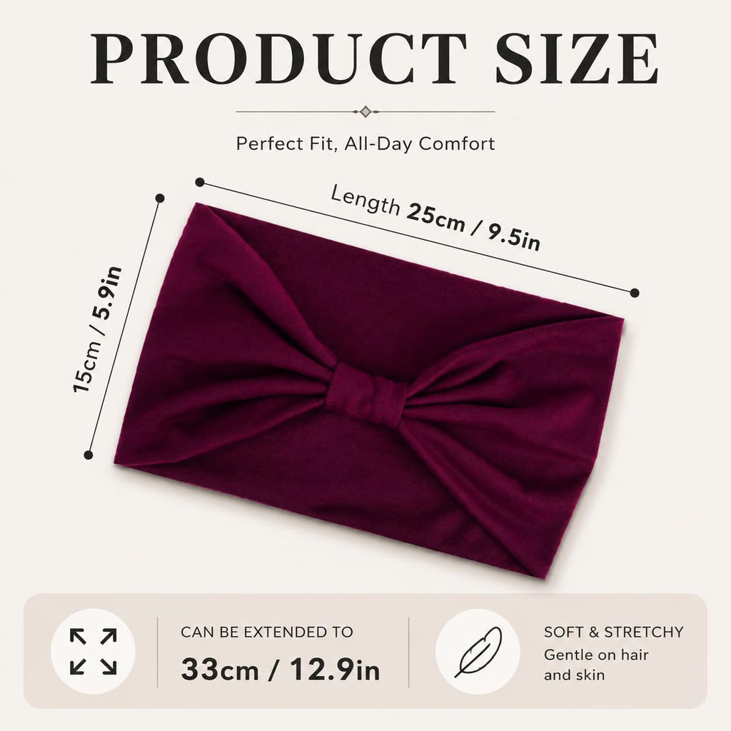 Kachanaa 8 Pack Wide Non-Slip Boho Women's Headband - Elastic Large African Turban Headwrap Ideal for Yoga,Workouts,Running - Non-Slip Design for Women