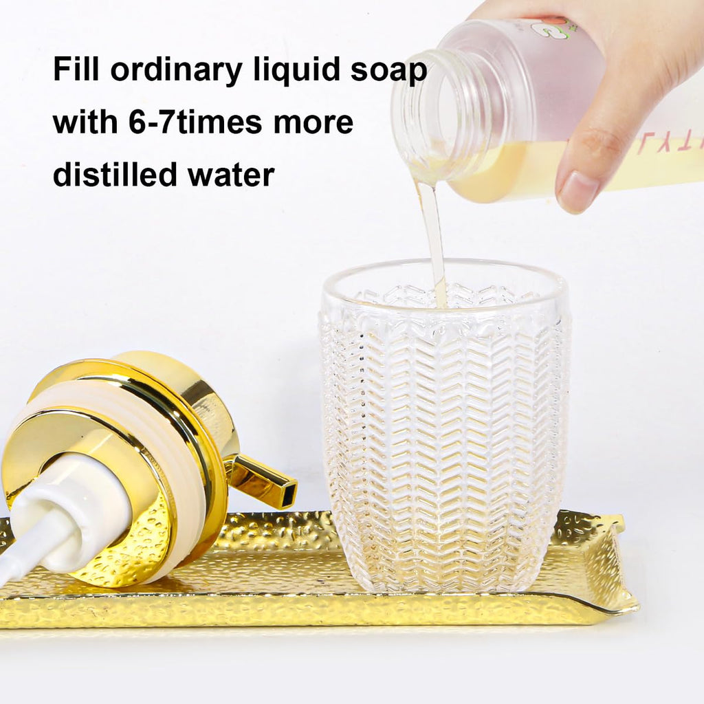 Tonxus Foam Soap Dispenser, Clear Glass Foaming Soap Dispenser, 10 Oz Refillable Hand Soap Dispenser Liquid Lotion Pump Container Ribbed Bottle for Bathroom Countertop Decor
