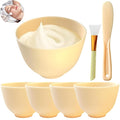 7Pcs Silicone Facial Mask Bowl DIY Face Mask Mixing Bowl for Home Salon Spa Face Skin Applicator, Yellow