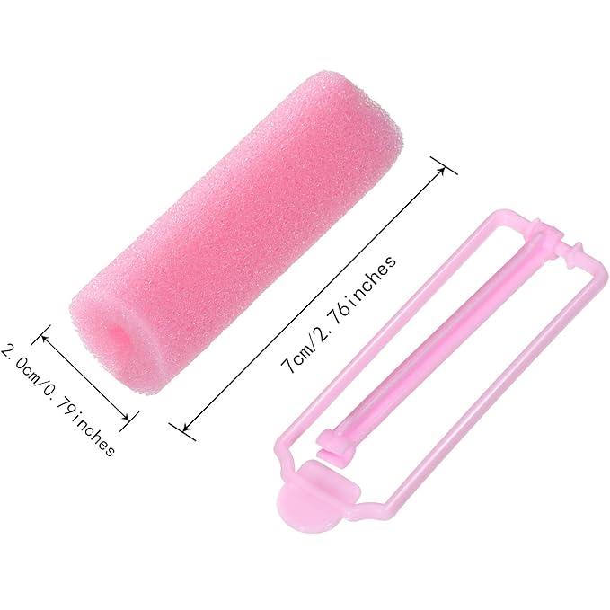 Zhehao 36 Pcs Sponge Hair Rollers Small Pink Foam Heatless Curls Rollers for Short Long Hair Flexible Sleeping Hairdressing Curler for Women Hair Styling(0.79 x 2.76 Inch,Pink)