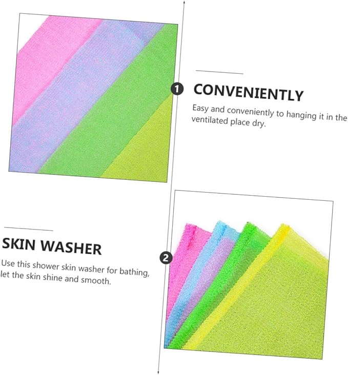 Healvian 4pcs Back Scrubber Strap Gentle Exfoliating Bathing Washer for Men Women Comfortable Flexible Design for for All Ages Colors