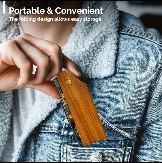G.B.S Wooden Hair Comb for Men Pocket Folding Comb for Beard Wide Tooth Pack of 2