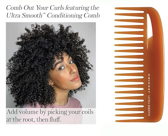 Cricket Ultra Smooth Hair Conditioning Rake Comb with Wide-Tooth Comb Design - Hair Comb Made with Argan Oil, Olive Oil, and Keratin - Ideal for Knot, Curly, Thick, and Frizzy Hair