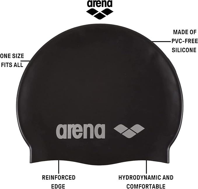 Arena Classic Unisex Soft Silicone Swim Cap for Women and Men, Intensive Training and Racing Comfortable Non-Slip Long Hair Swimming Hat, Orange