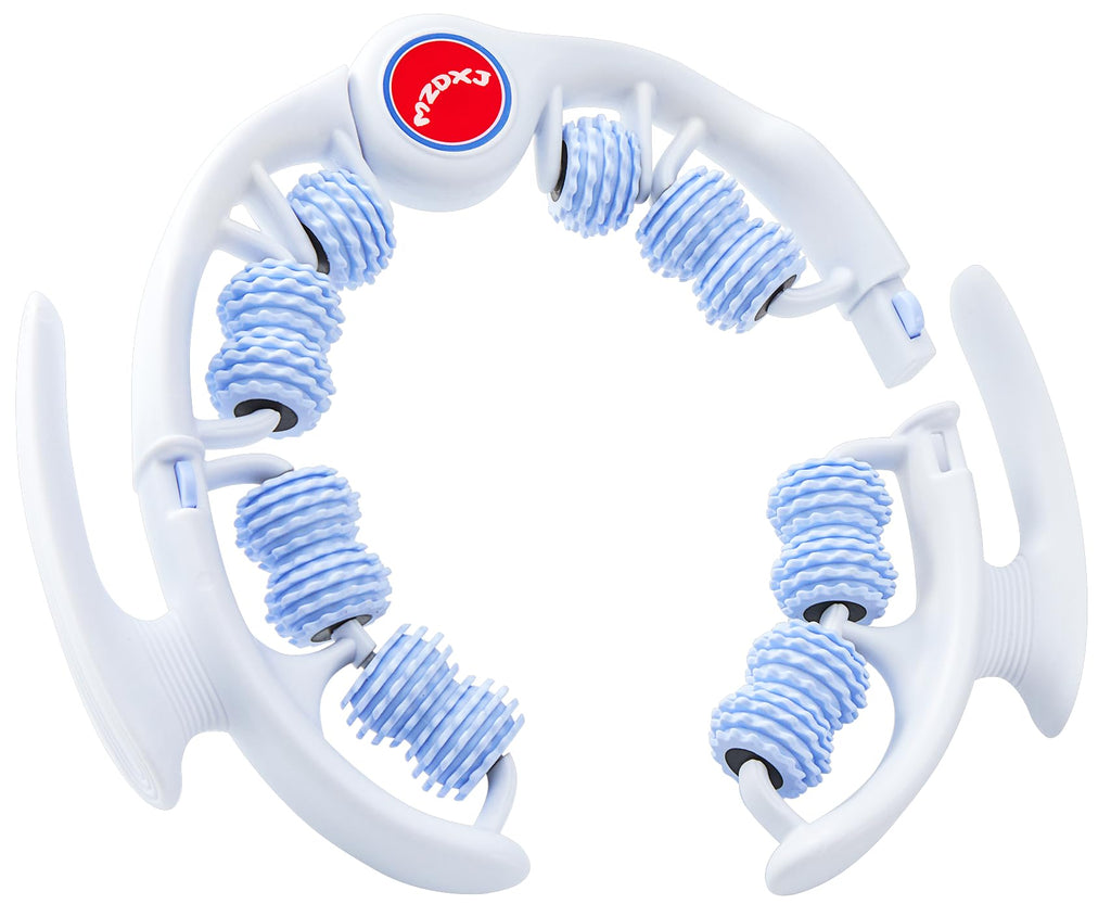 MZDXJ Cellulite Massage Tool - Lymphatic Drainage Massager - Muscle Roller, Deep Fascia Massage, Dimpled Skin Removal, Legs/Thighs/Buttocks, Anti-Cellulite Roller, Smooth Skin (14 Wheel - Blue)