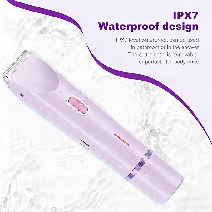 Electric Shaver for Women, 2-in-1 Electric Razor for Womens Legs Underarm Face Pubic Hairs, Rechargeable Razor Body Hair Trimmer Wet & Dry Use,Light Blue