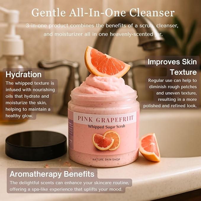 Nature Skin Shop Vanilla Cloud Spun Sugar Whipped Polish – Luxurious Whipped Exfoliating Body Scrub, 8oz