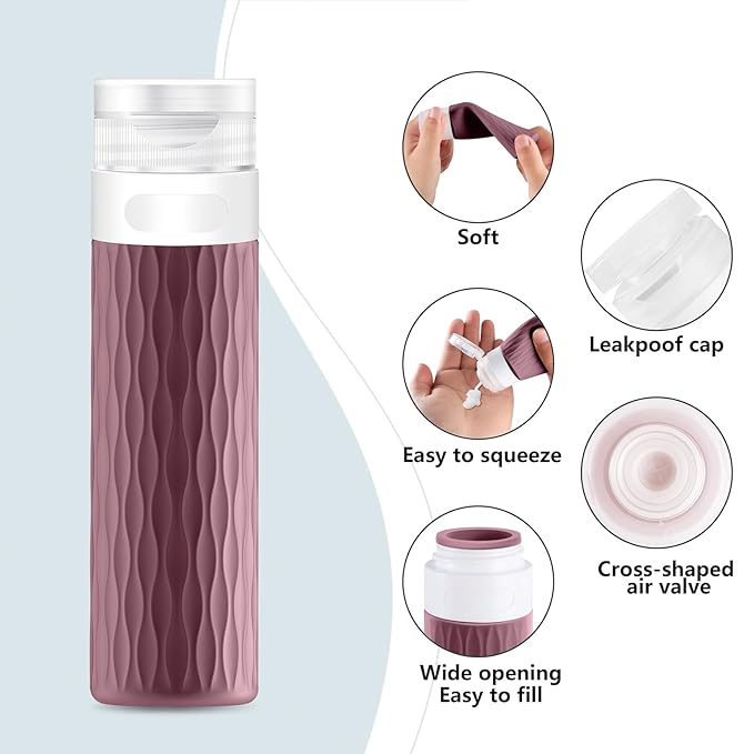 YEALIFE Travel Bottles for Toiletries, TSA Approved 3.4oz Travel Size Containers, BPA Free Leak Proof Silicone Traveling Bottles, Refillable Travel Essentials Kits for Shampoo Conditioner(4 Pack)-B